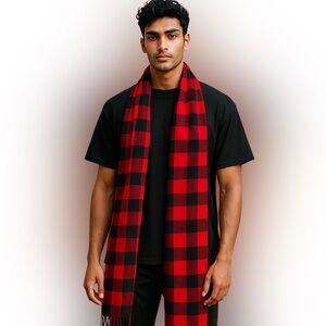 Old Navy Bold Plaid Scarf in Red and Black